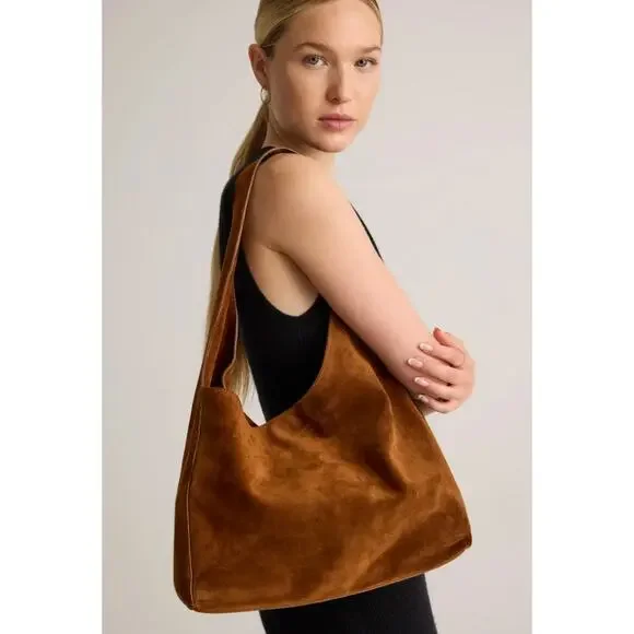 Quince NEW Italian Suede Slouchy Shoulder Bag, Color: Whiskey - Picture 1 of 9